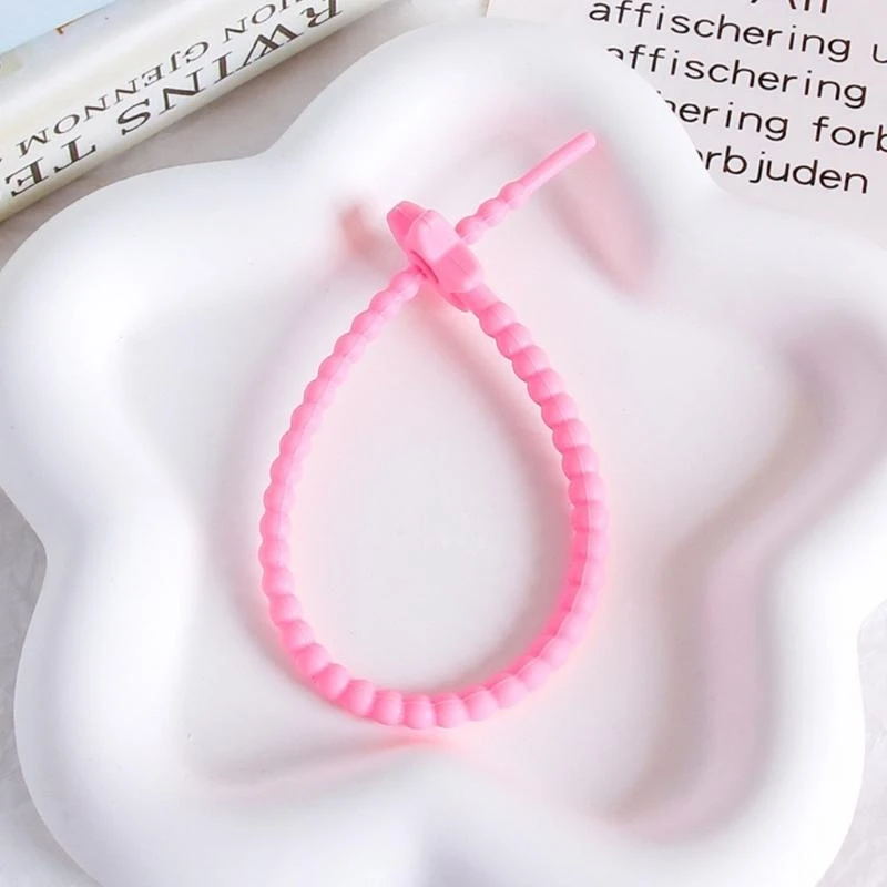 22cm Candy-Colored Stars Silicone Rope Data Line Binding Tape DIY Chain Q6RB