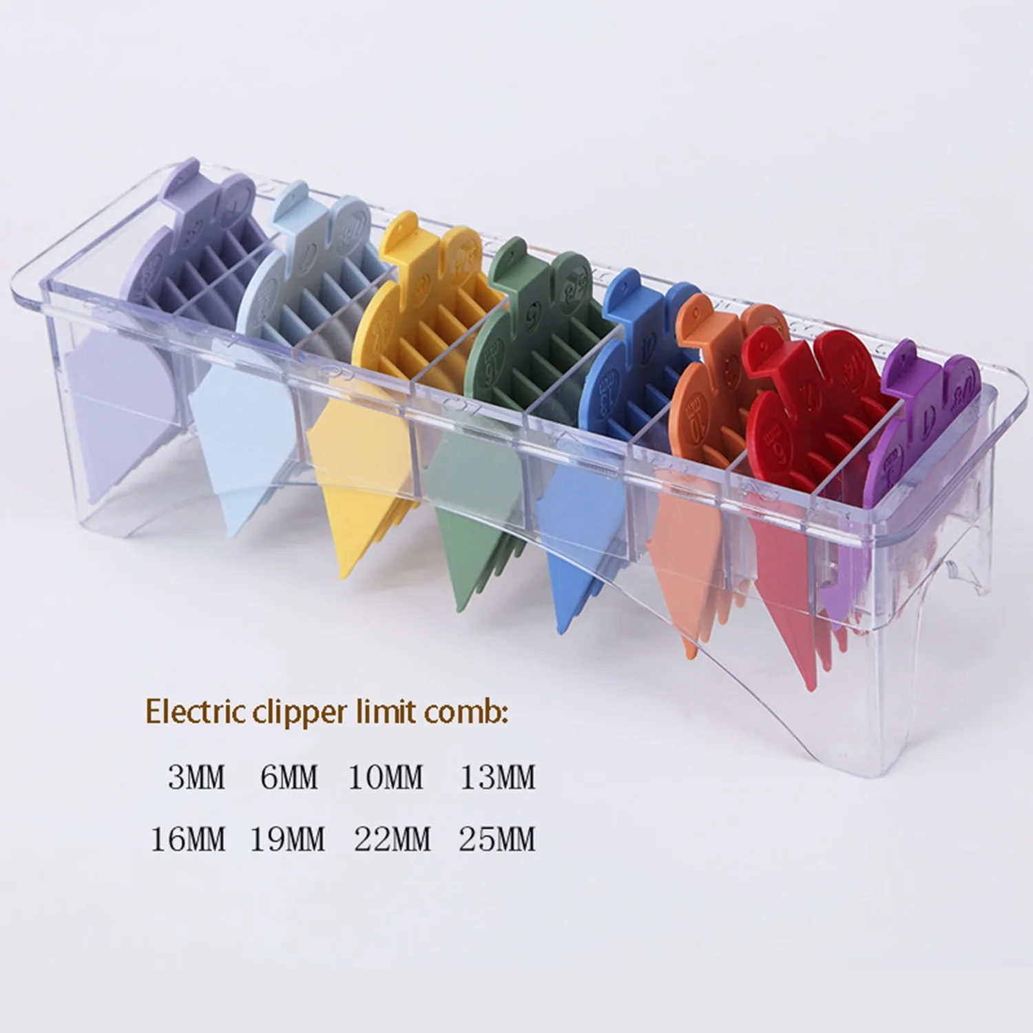 Ersatzscheide für Haarschneidemaschinen, 8 Farben und Größenbegrenzung, Kammzubehör, Führungskamm, geeignet für Wahl Trimmer mit Aufbewahrungsbox