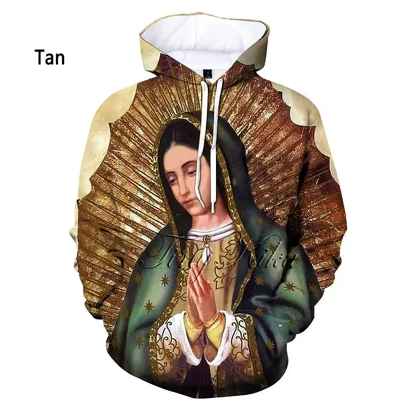 Virgin Mary Graphic Pop Men\'s Hoodies 3D Christianism Printed Sweat-shirts Women Harajuku Vintage Pullover Kid Hooded Sweatshirt