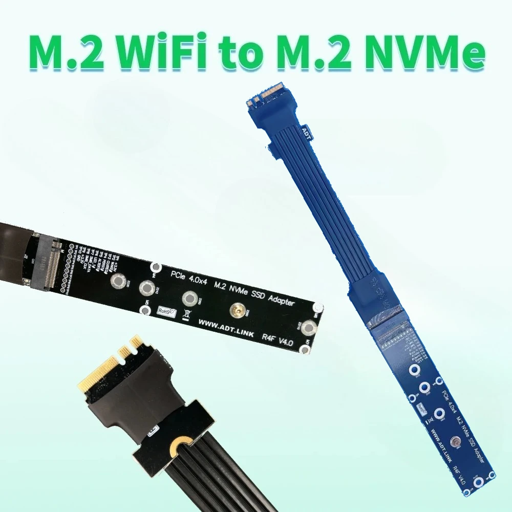 

ADT-Link M.2 Key A.E. Удлинительный кабель для карты Wi-Fi для кабеля M.2 NVMe PCIE 4.0 Gen4 M.2 NVMe SSD-адаптер для слота Wi-Fi M2