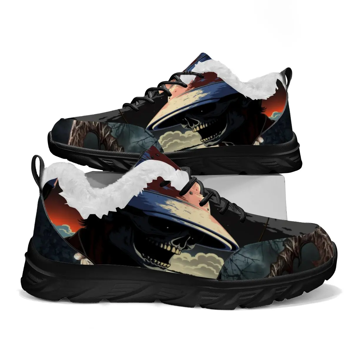 

New Autumn and Winter Style Fleece Warm Flat Comfortable Lace-up and Color-blocking Lightweight Fashionable Casual Sports Shoes