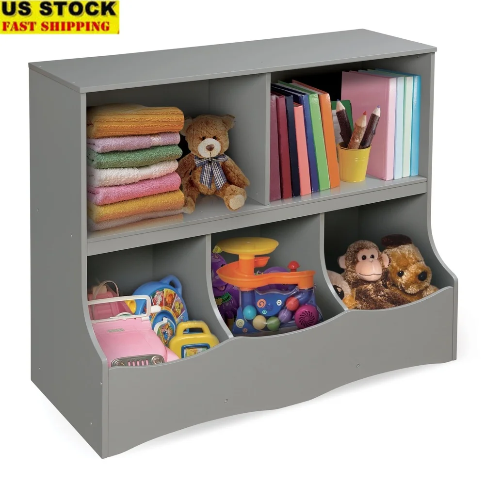 

Children's Toy Storage Cubby Organizer Multi-Bin Bookcase with Open Shelves Ideal Nursery Playroom Family Room Kids Home Use