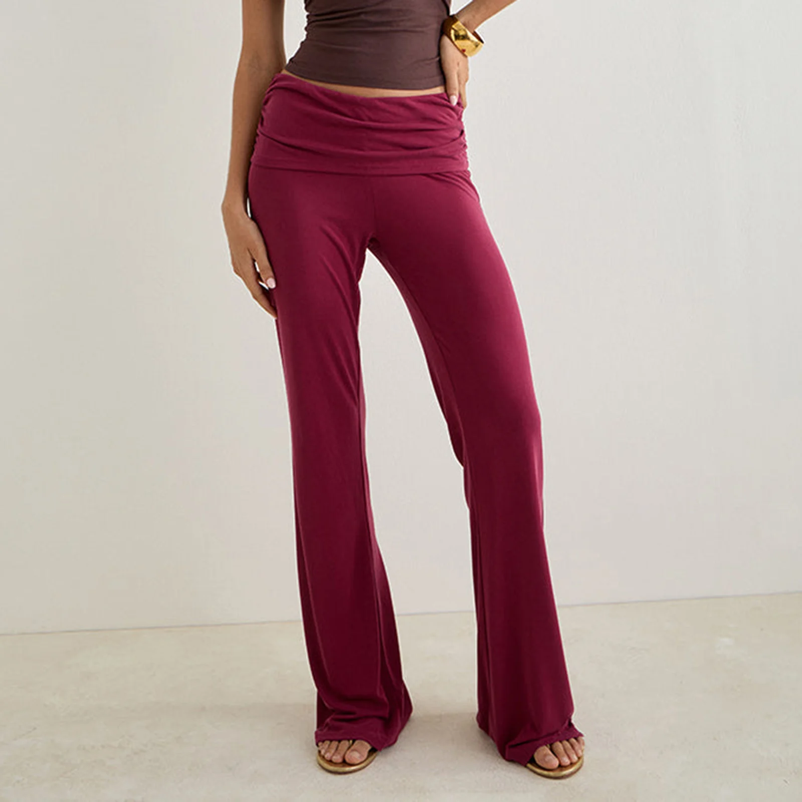 Pantalones largos Grunge Y2k para mujer, pantalones de chándal de pierna ancha de tiro bajo, pantalones de salón de Yoga, pantalones informales ajustados, ropa