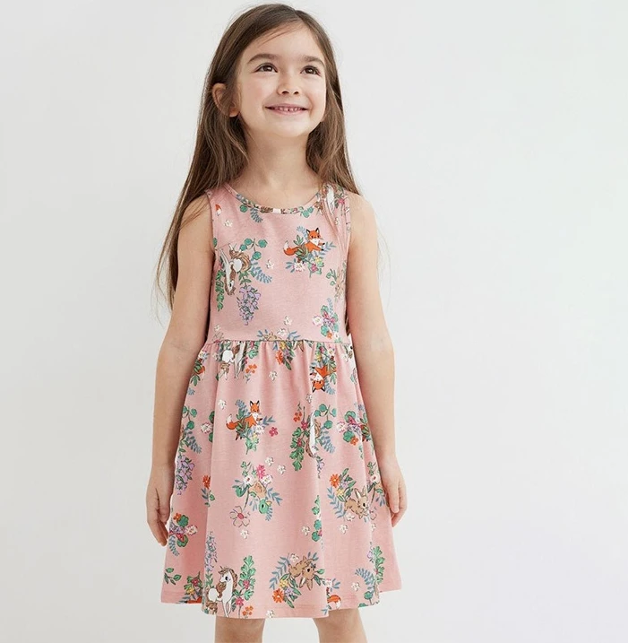 

Girls Dress Summer Outfit New Vest Dress European and American Children Round Neck Cotton Children Dress