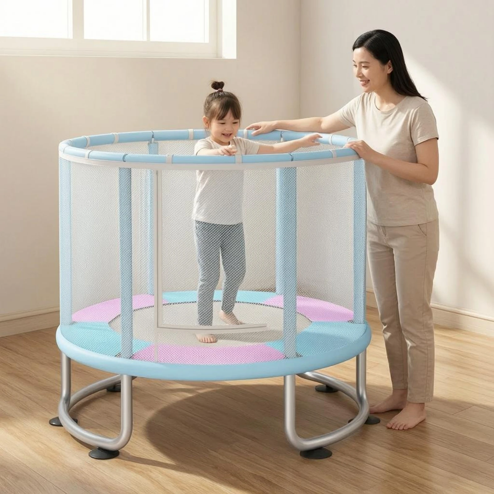 

Children's Indoor Trampoline Padded Perimeter Cushion Kids Trampoline Child Exercise Equipment Quiet Spring Astm Certified