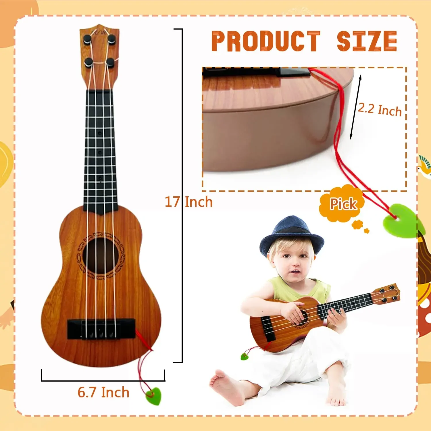 Yukri toy children\'s small guitar model music enlightenment instrument guitar toy mini four string guitar