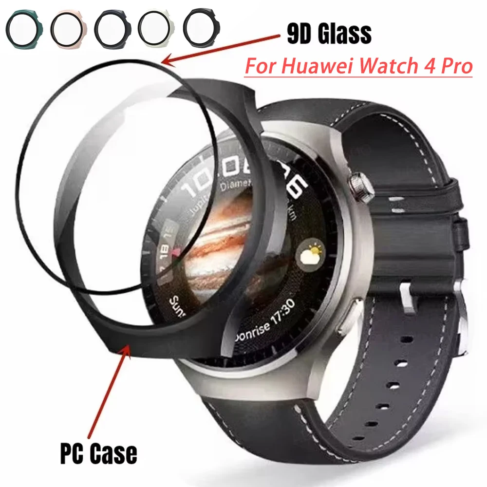 Gehärtetes Glasgehäuse für Huawei Watch 4 Pro, vollständige Abdeckung, Stoßstangen-Displayschutzrahmen für Huawei Watch 4 Pro Shell-Hüllen