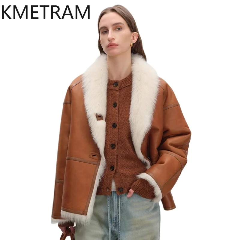 Natural Tuscany Wool Sheepskin Double Faced Fur Jacket Woman Luxury Reversible Real Fur Coat Winter Clothes Furry Jackets 2025