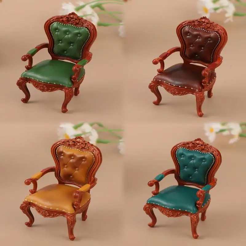 

1/12 Dollhouse Simulation Mini Armchair Model Doll Home Living Room Sofa Chair Furniture Decor Toy Dolls House Accessories