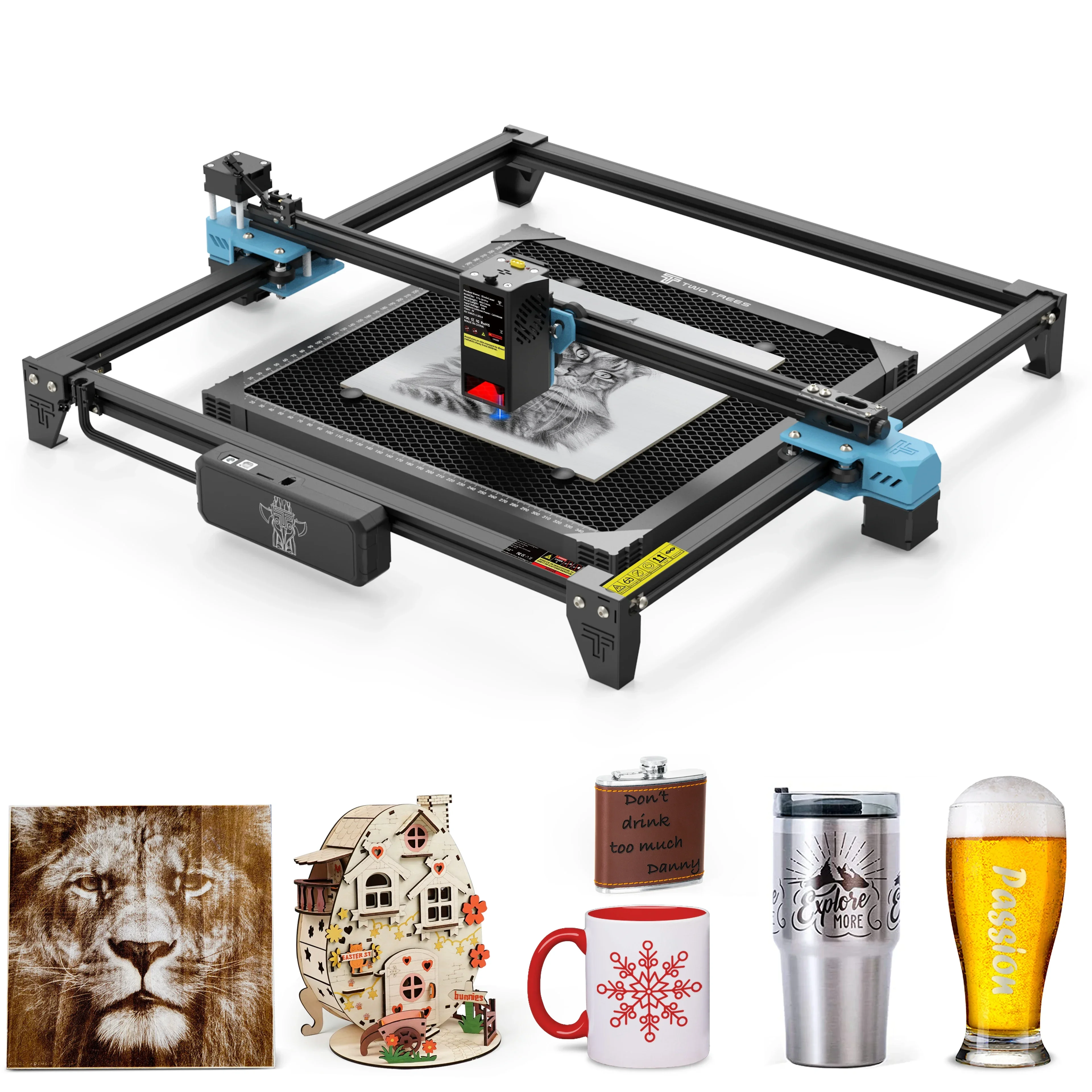 

TTS-20 Pro CNC Metal Laser Engraver Support Offline Control Cutter Leather Wood Acrylic Tools with Limit Switch