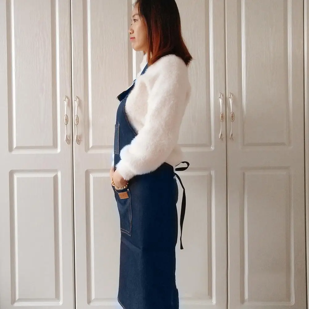Unisex Hanging Neck Hotel Restaurant Cafe Barber Shop Bakery Waiter Denim Apron