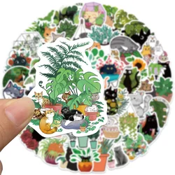 50pcs Aesthetic Plant Cat Stickers For Stationery Journal Scrapbook Ipad Laptop Kscraft DIY Weed Sticker Scrapbooking Supplies