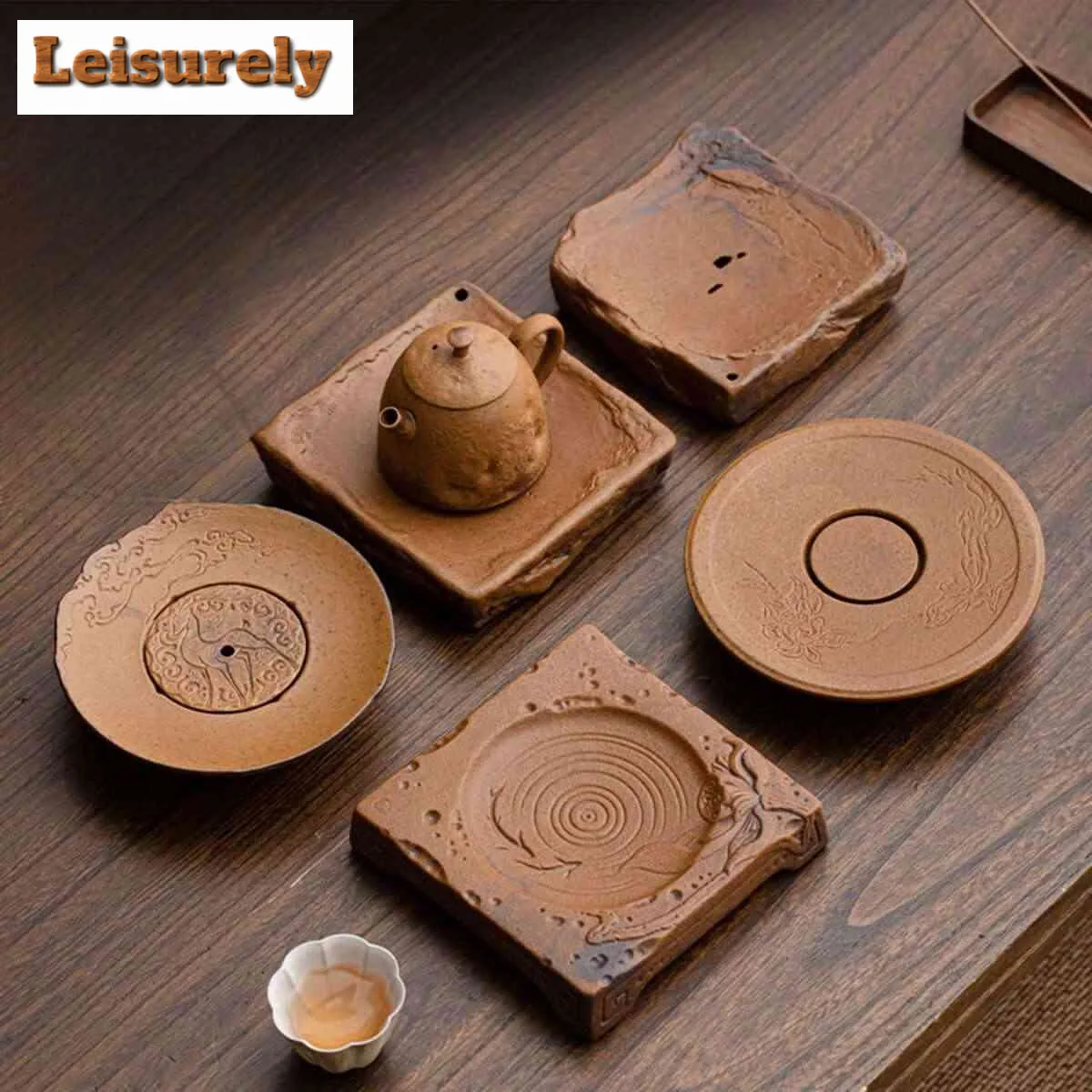 

Sauce Glazed Water Storage Pot Bearing Holder Handmade Rough Pottery Dry Soaking Table Household Teaware Support Kung Fu Teaset