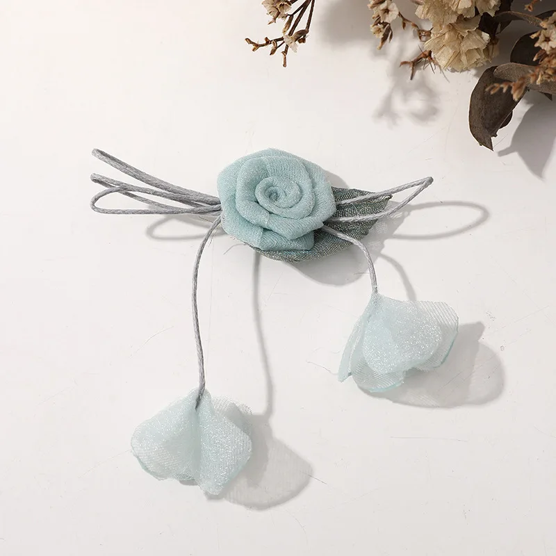 Organza Handmade Hair Clips, flores de rosa, borla doce, pétalas, malha, DIY acessórios de vestuário, atacado, 4pcs