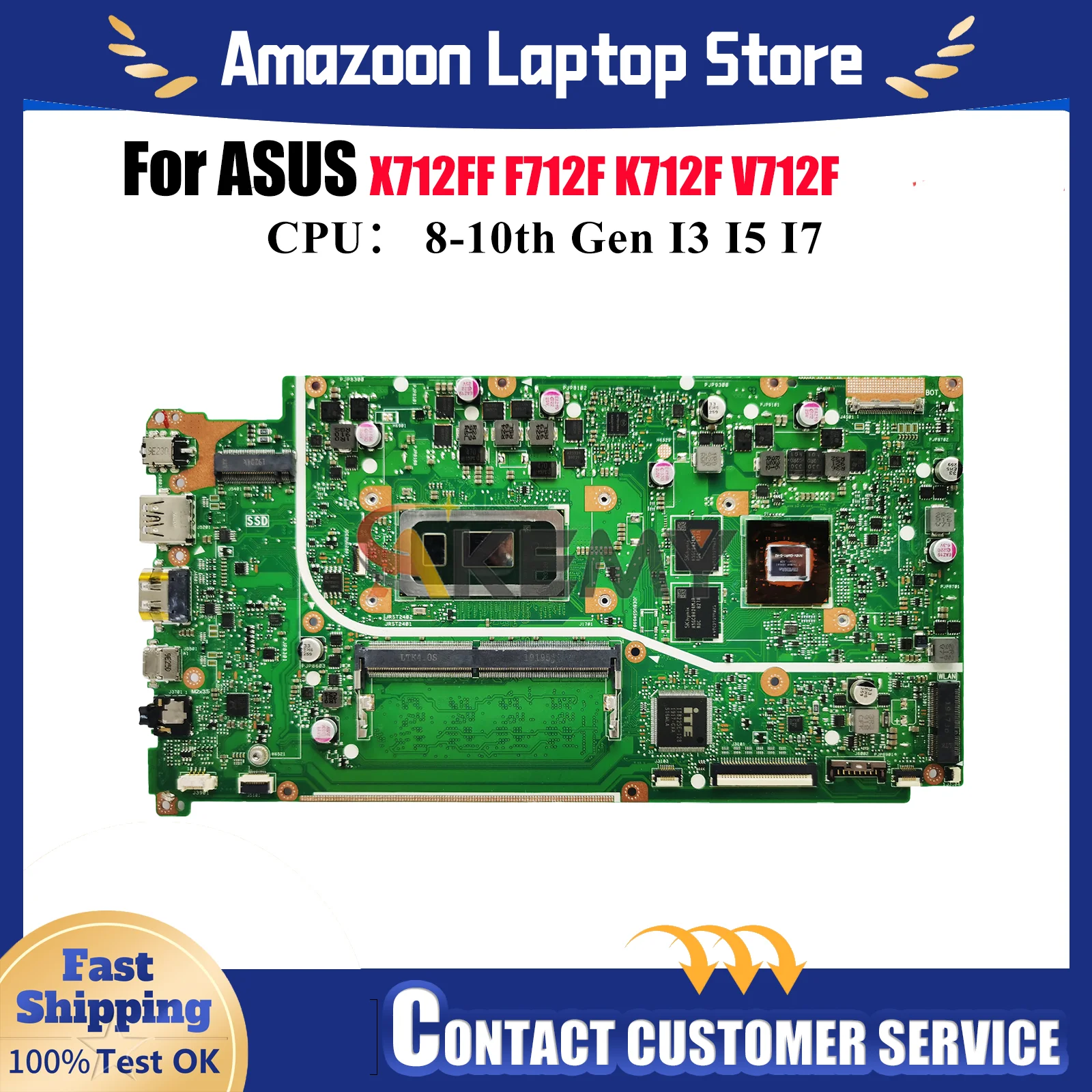 

X712FF Материнская плата для ноутбука ASUS X712FJG X712FL F712F V712F X712FB X712F X712FF A712F X712FLC K712F Материнская плата с процессором I3 I5 I7