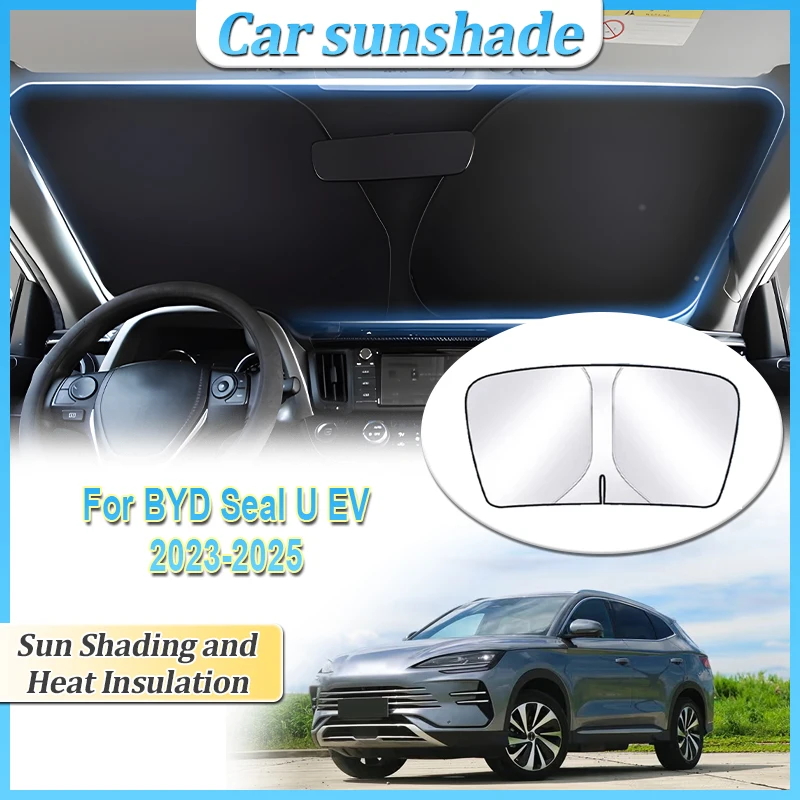 

Анти-УФ-защита для BYD Seal U EV Sealion 6 2023 2024 2025 Автомобильный солнцезащитный козырек, стальное кольцо, солнцезащитный козырек на лобовое стекло, аксессуары