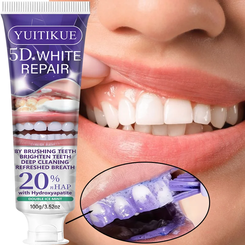 5D White Repair Toothpaste 100g - 20% Hydroxyapatite, Brightens Teeth, Deep Cleans & Fresh Breath