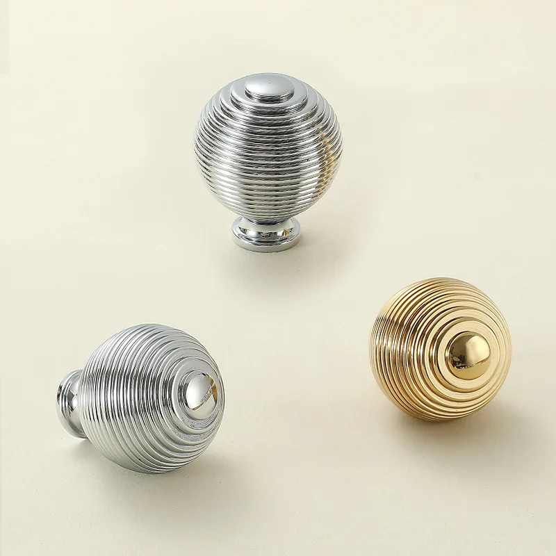 1 piece Textured Brass Ball Handle Gold Chrome Cabinet Knobs Wardrobe Pulls Knob Furniture Handles for Drawer Dresser Wine Box