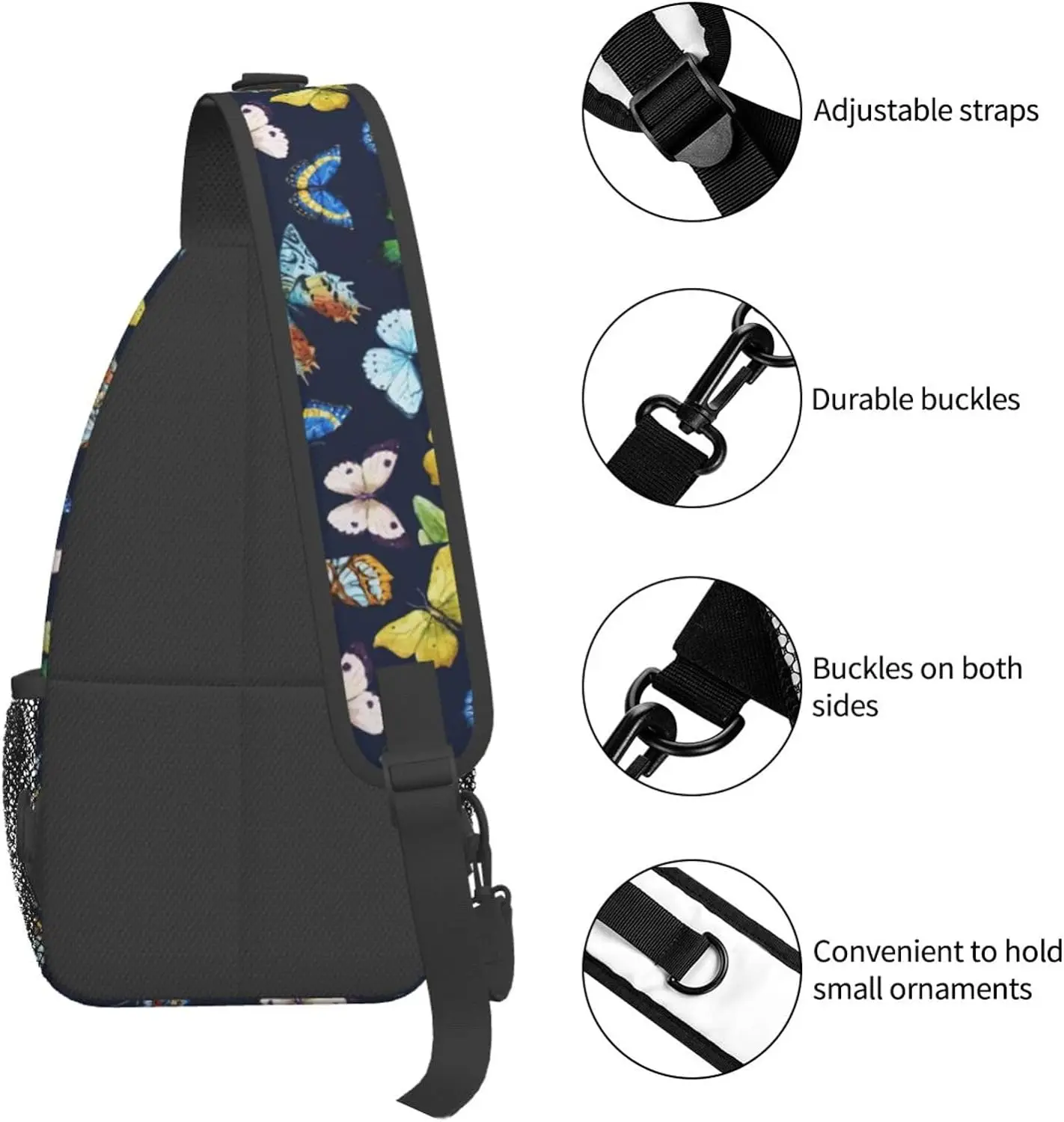 Leaf Colorful Butterfly Cross Chest Bag Diagonally Travel Backpack, Light Travel, Hiking Single Shoulder Bag