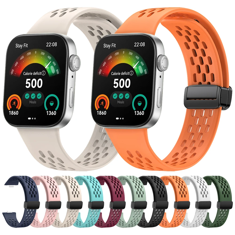 마그네틱 버클 실리콘 시계 밴드, 화웨이 워치 핏 3 교체 스트랩 밴드, 팔찌 액세서리