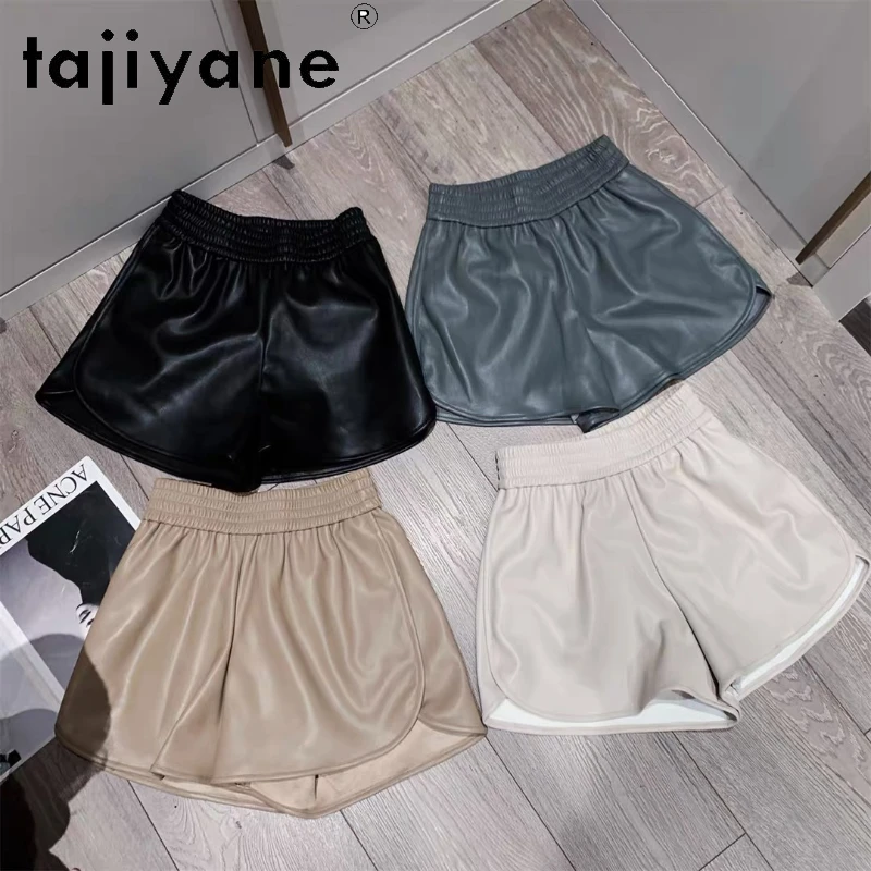 TAJIYANE Genuine Leather Shorts Woman High Waist Real Sheepskin Short Pants Korean Style Spring Women Clothing Шорти Жіночі 2025