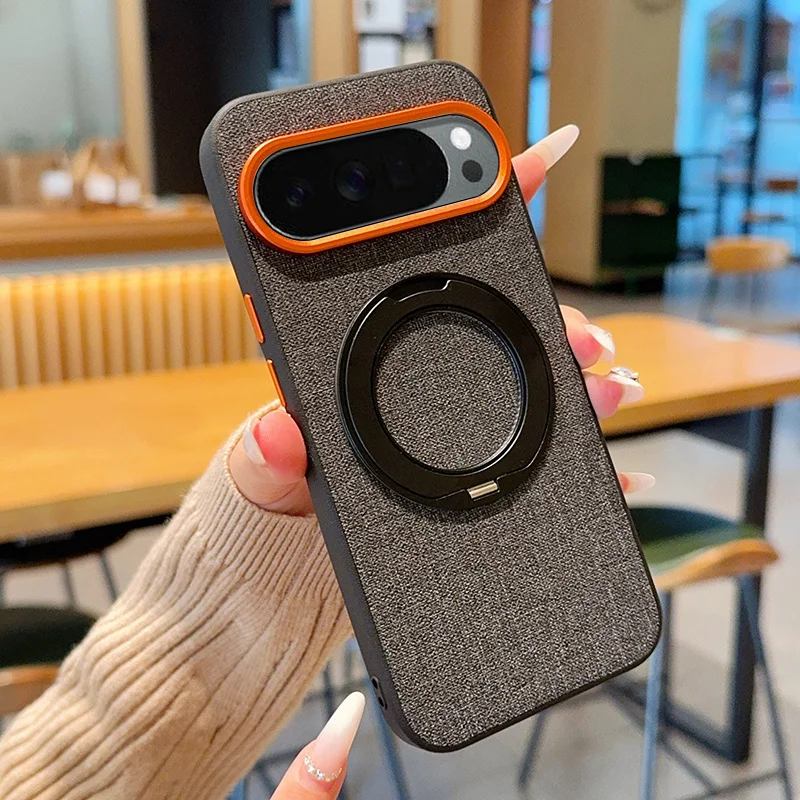 Чехол для Google Pixel 10 Pro XL, роскошный тканевый чехол с кольцом-подставкой, магнитный, совместимый с MagSafe, защитная задняя крышка для Pixel 10 Pro 10A, чехол для телефона