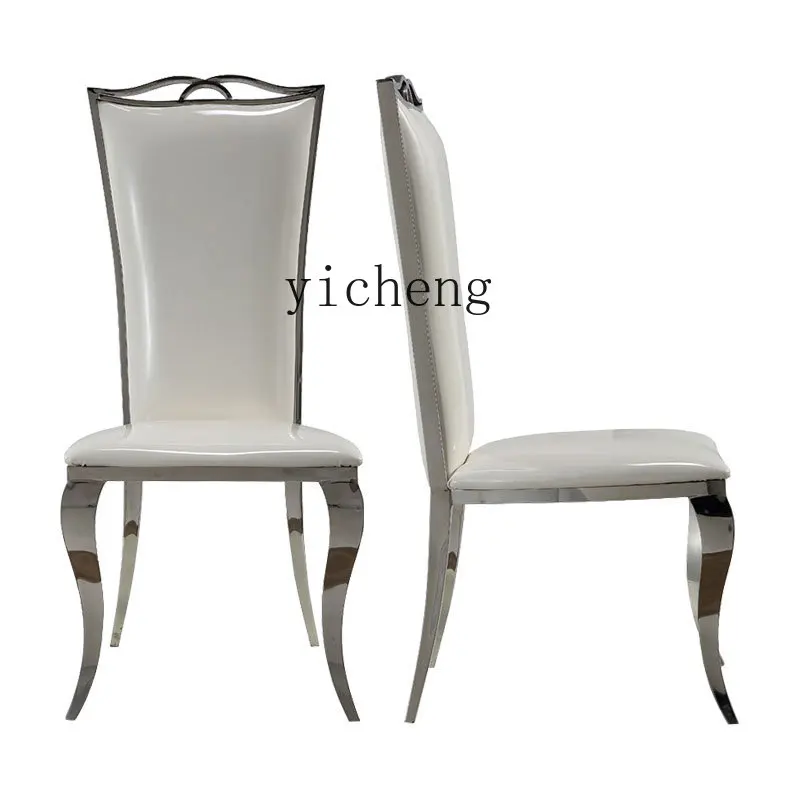 Zk Restaurant Dining Chair American Stainless Steel Backrest Silver White Chair Hotel Dining Table and Chair Banquet Chair