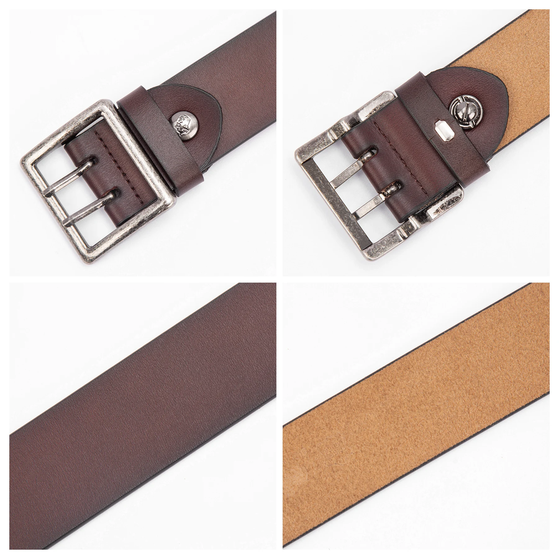 BISON DENIM Genuine Leather Vintage Men Belt Luxury Designer Business Waist Strap High Quality Casual Belt for Male\'s Jeans