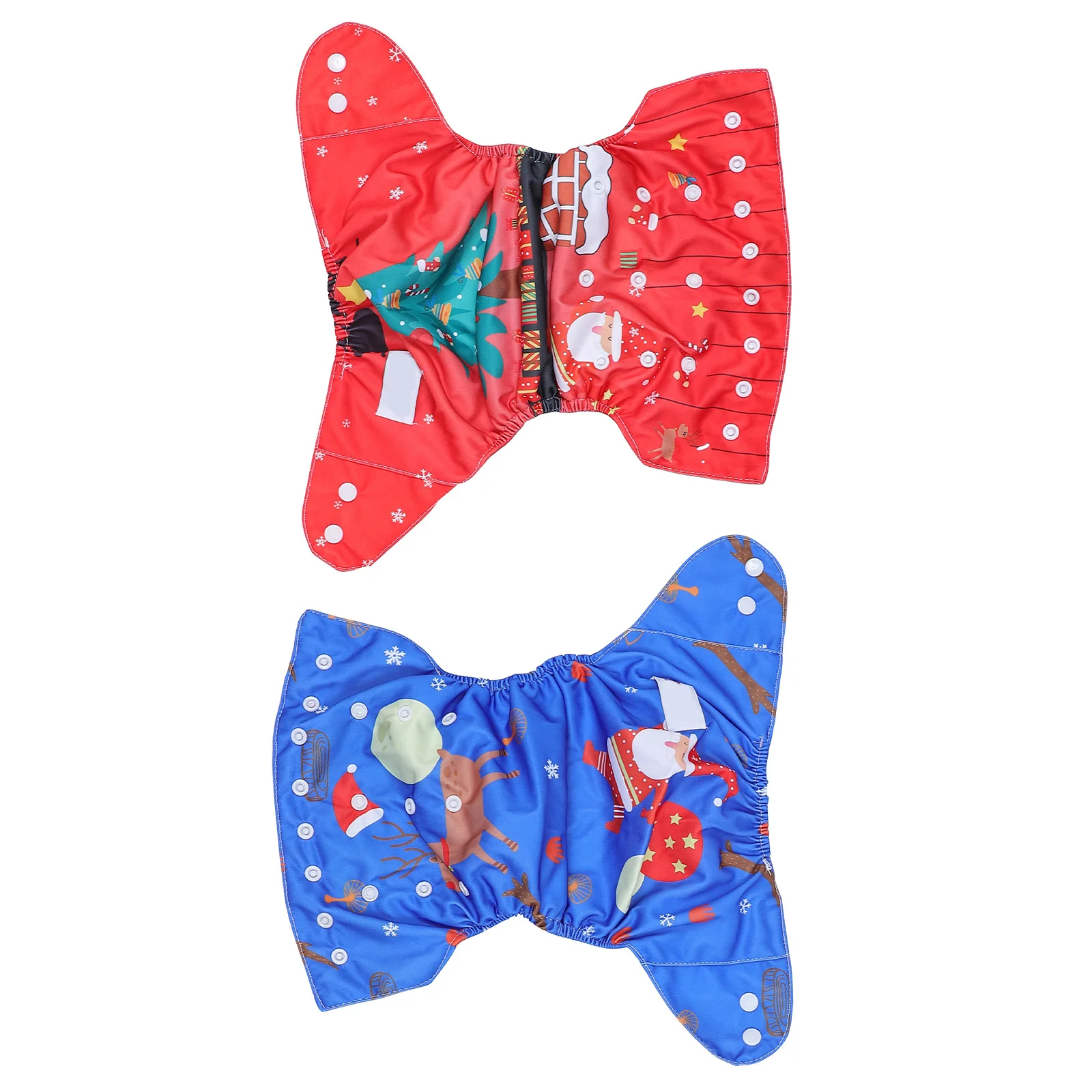 2 قطعة عيد الميلاد مقاوم للماء الطفل السراويل اضغط على زر غطاء حفاضات تنفس لحديثي الولادة قعادة سرير تدريب الملابس قابل للغسل #3