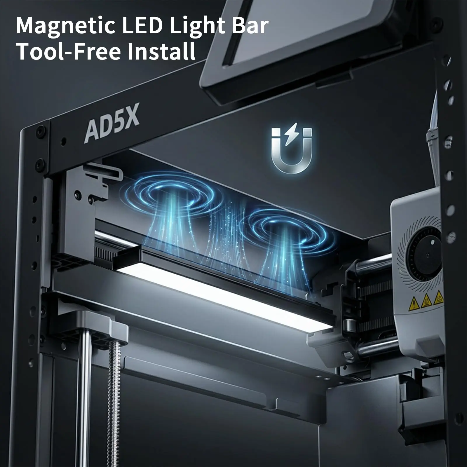 Magnetic LED Light Bar for Flashforge AD5X, AD5M, 24V 6500K, Flicker‑Free Dual‑Sided Eye‑Friendly, APP Control，3D Printer
