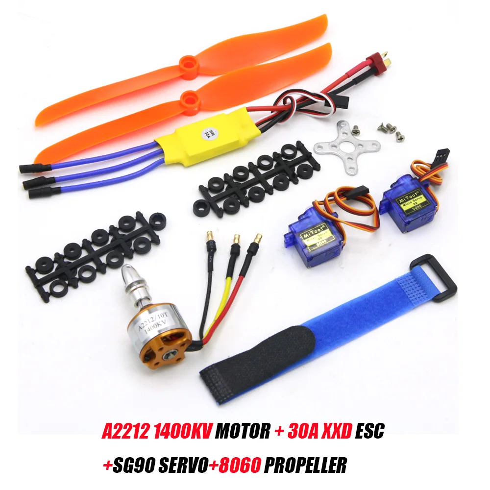A2212 2212 2200KV 1400KV 1000KV Borstelloze Motor 30A 40A/40A BLheli ESC SG90 9G Micro Servo voor RC Vaste Vleugel Vliegtuig Helikopter