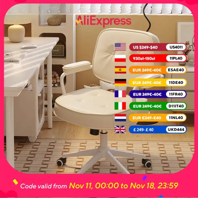 

Girls Extender Rotating Chair Luxairy Taller Wheels Living Room Mobile Lazy Cute Study Cadeira De Escritorio Furniture Home