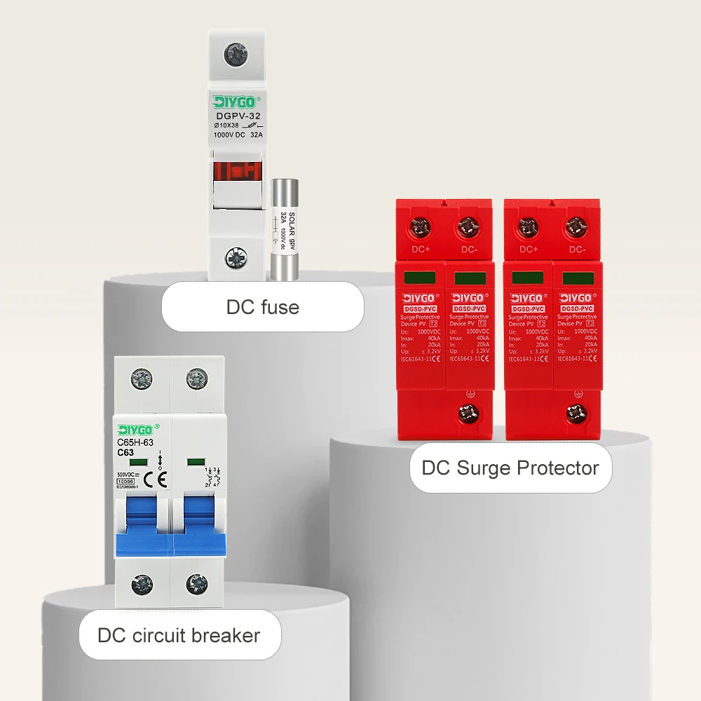 PV Combiner Box DC 500V 1 Input 1 Output With Surge Lightning Protection DC Fuse MCB SPD Solar Photovoltaic IP65 Waterproof Box