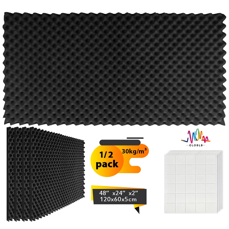 

Acoustic Foam Sound Insulation 1/2 Pack, Egg Crate High Density Sound Absorption Wall Panels, Home Office Proof Treatment Panel