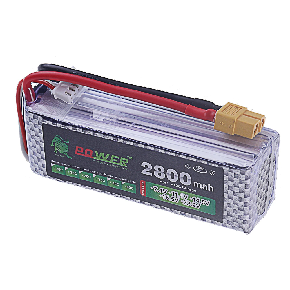 Batterie Lipo 14.8V 4S 2800mAh 60C, pour hélicoptère RC FPV, quadrirotor, importateur de course, pièces de voitures et bateaux, prise T/count60