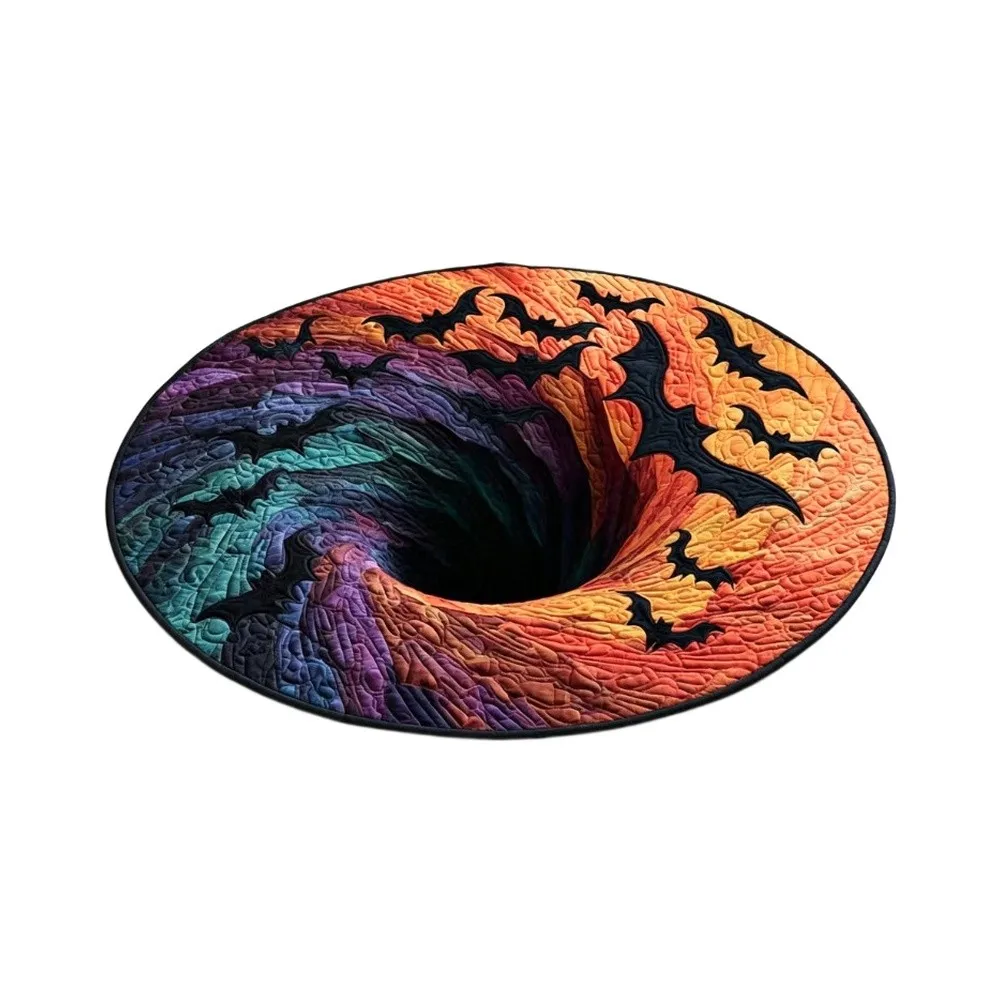 3D Optical Illusion Rug Faux Cashmere Stain Resistant Halloween Decor Mat For Living Room Hallway Doorway Home Seasonal Ornament