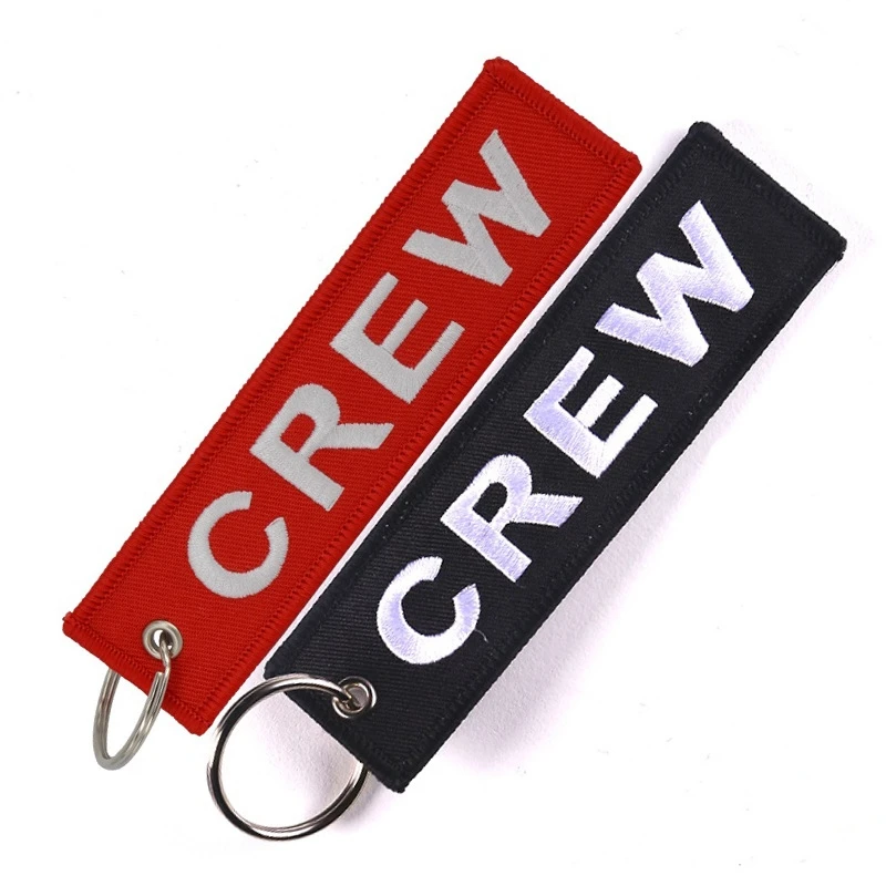 Cordão bordado Keychain, Chaveiro bordado CREW, 20pcs