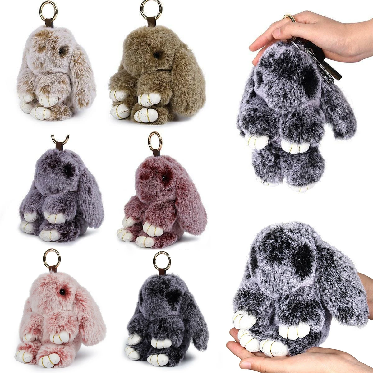 

1Pcs 20CM Cute Plush Bunny Keychain with Tin Lovely Keyring Pendant Car Handbag Keyring for Women Teen Girls Kids Backpack Purse