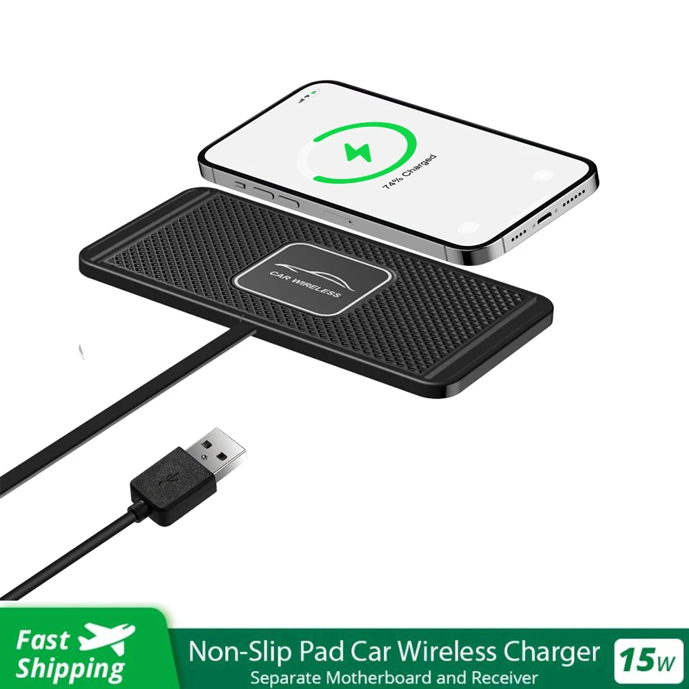 

Phone Wireless Charger 15W USB Fast Car Charger Wireless Charging Pad For iPhone 16 15 14 13 Pro Max Samsung S24 S23 S22 S21 S20