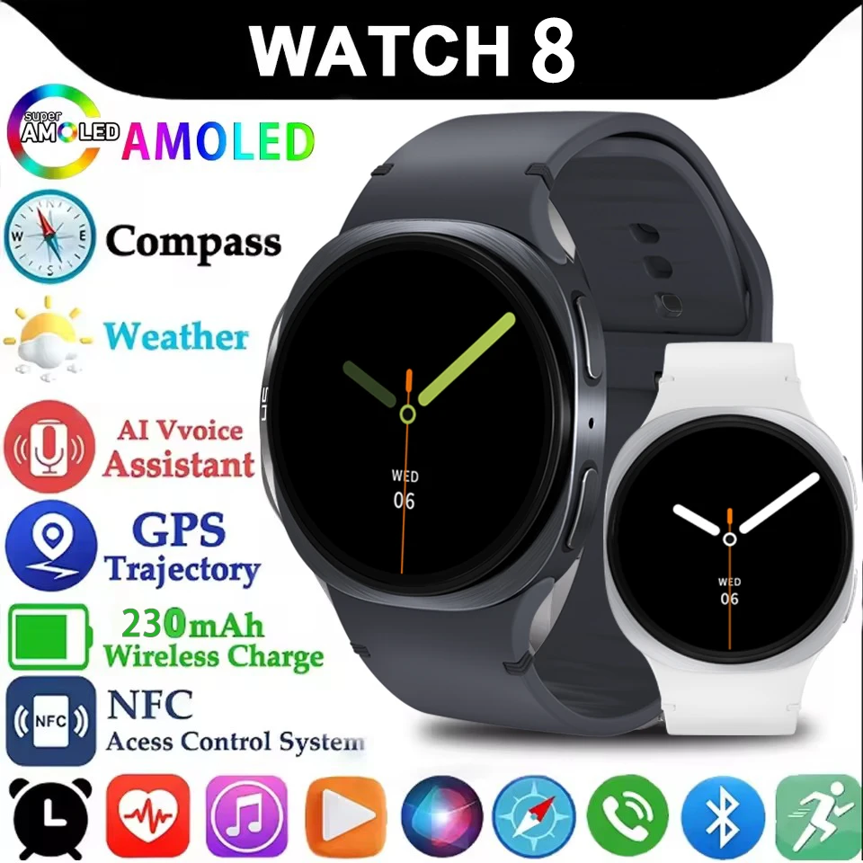 

New GPS Track Smart Watches Men Sports Heart Rate Bluetooth Call Watches IP68 Waterproof Compass Men Smartwatch 8 Mini +Gifts