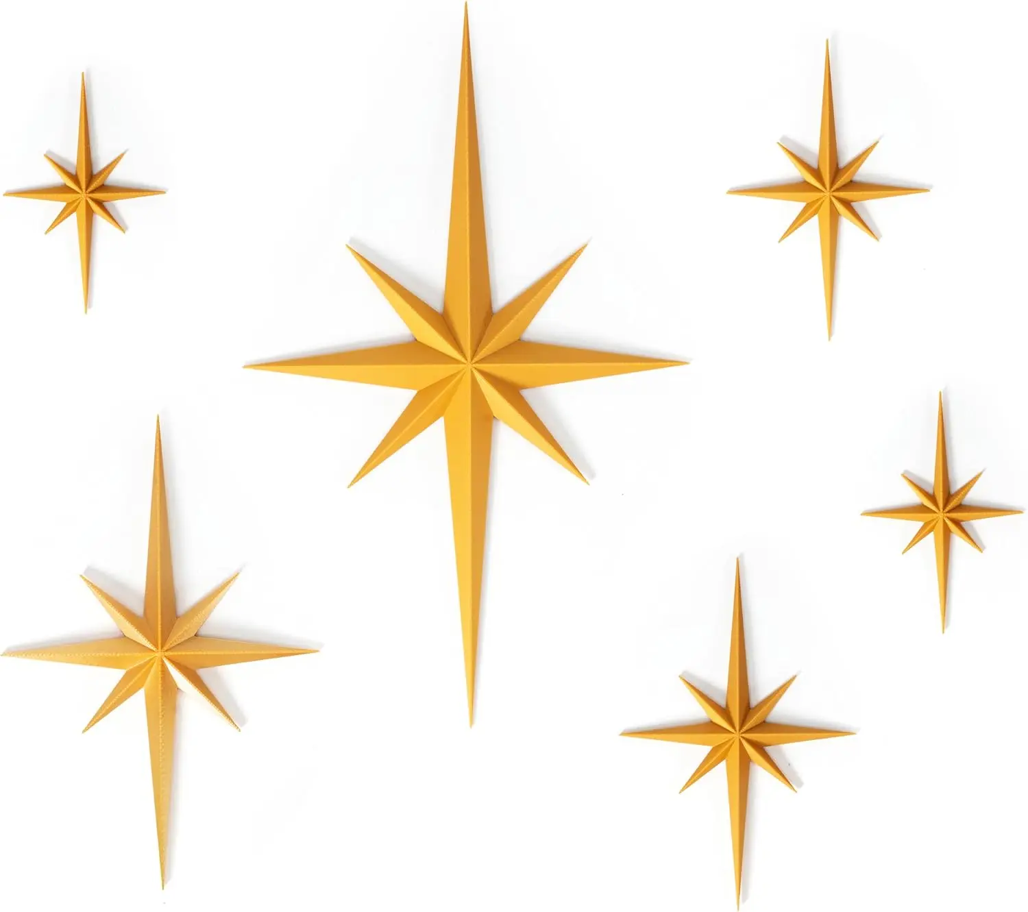Mid Century Modern Decor, Gold Mcm Retro 3D Star Art Wall Sculpture, Plastic Starburst Decor, Vintage Celestial Whimsigoth Home