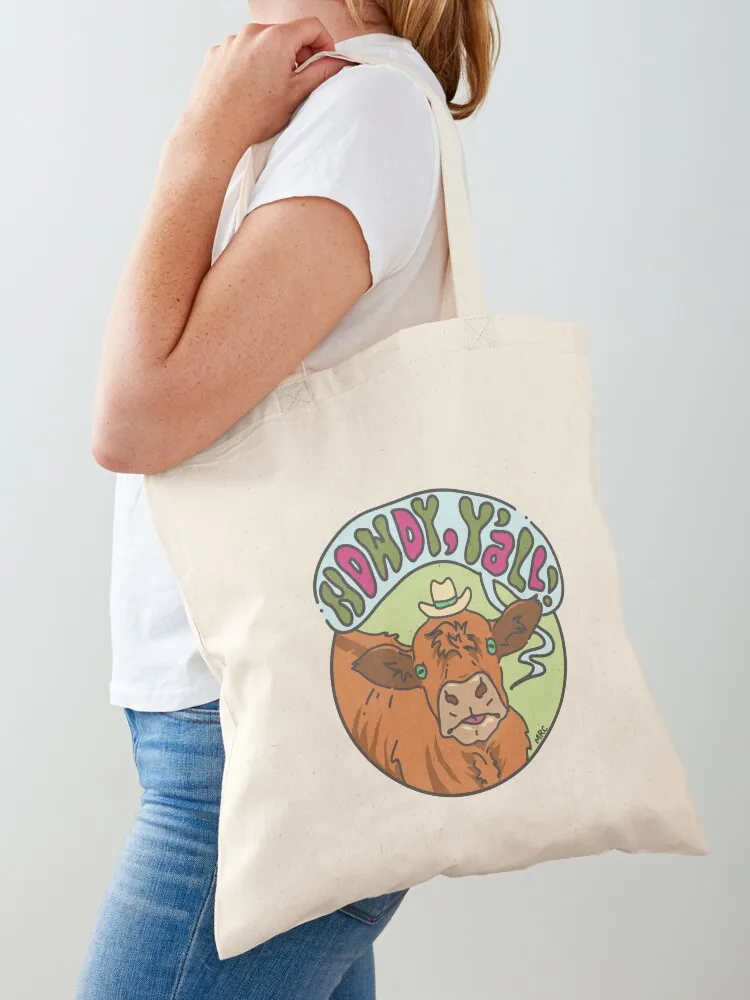 brown cow boi Tote Bag Women's handbag Canvas stote bag sacs de shopping
