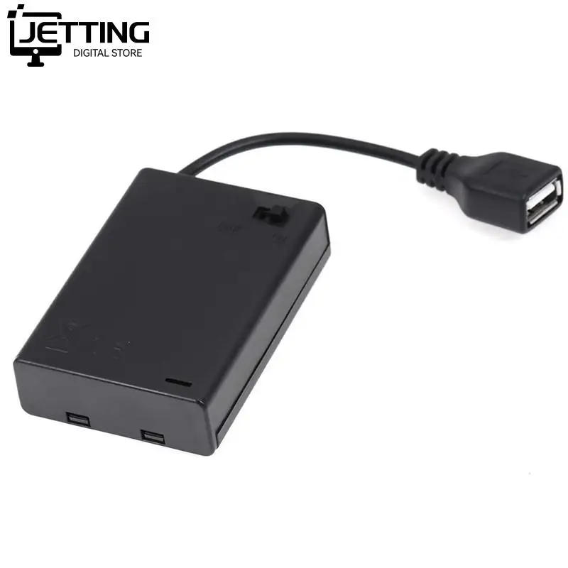 DC4.5V Portable Mini AAA Battery Holder Storage Box Case USB Power Supply Battery Box 65x45x15mm