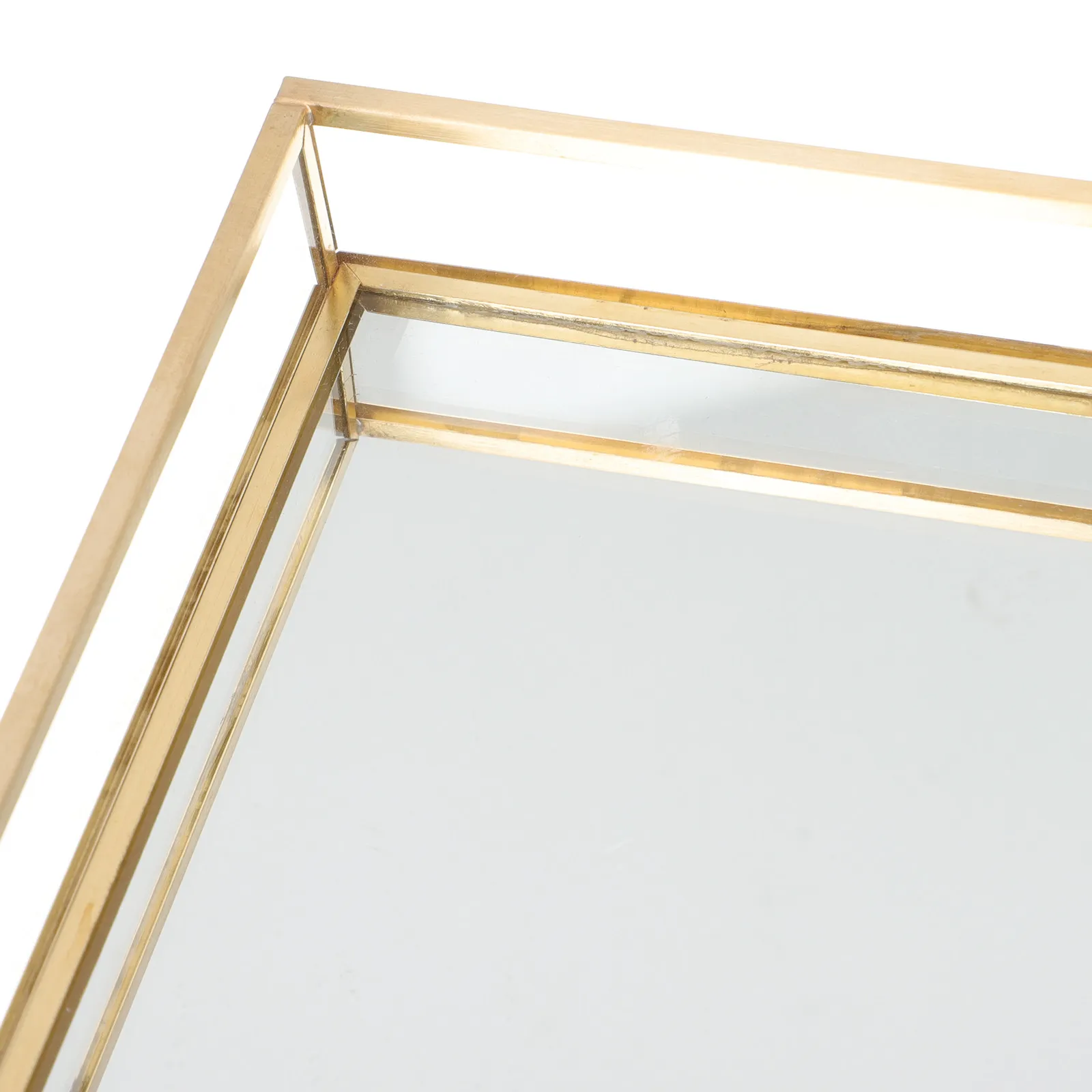 Stylish Brass Trimmed Glass Decorative Tray Vanity Organizer for Perfume Jewelry Hair Bands Dresser Top Bedroom Bathroom Decor
