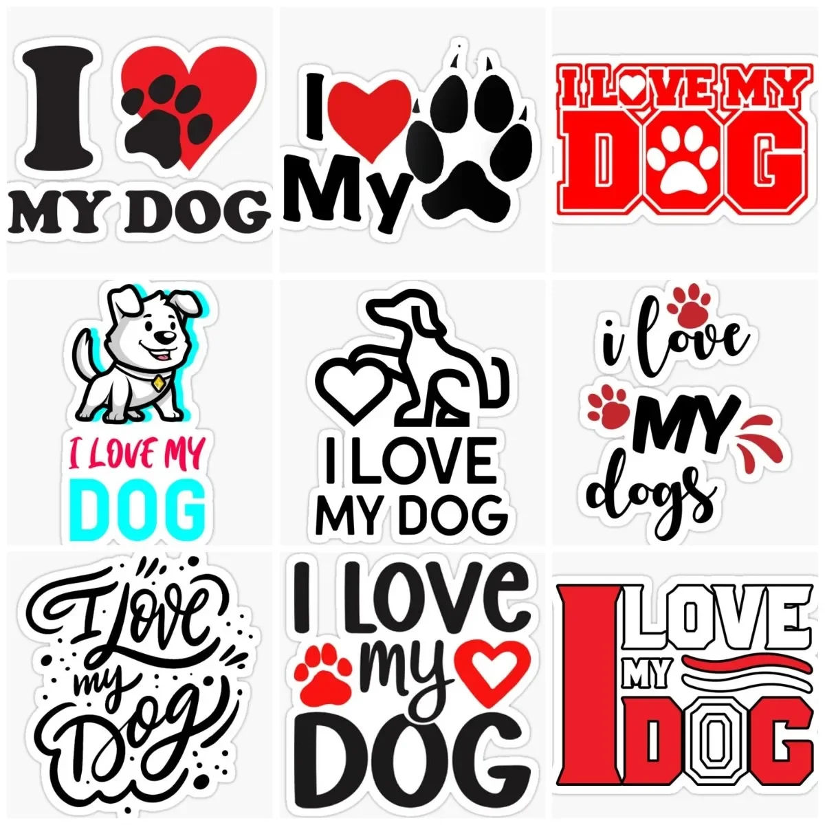 

I Love My Dog Creative Pets Sticker Vinyl Motorcycle Car Truck Bumper Wall Room Door Window Glass Helmet Camper Off-road Decal