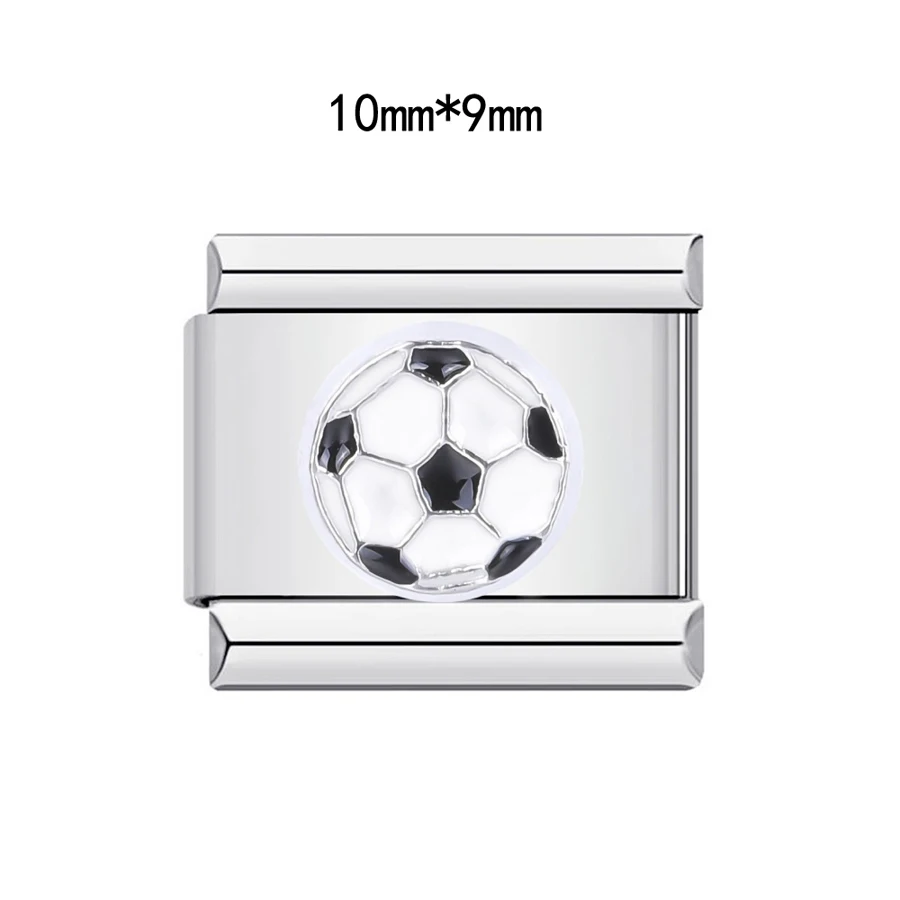 DIY Stainless Steel Italian Charm Links Fit 9mm Bracelet Jewelry Making Accessories Rugby American Football Basketball Baseball