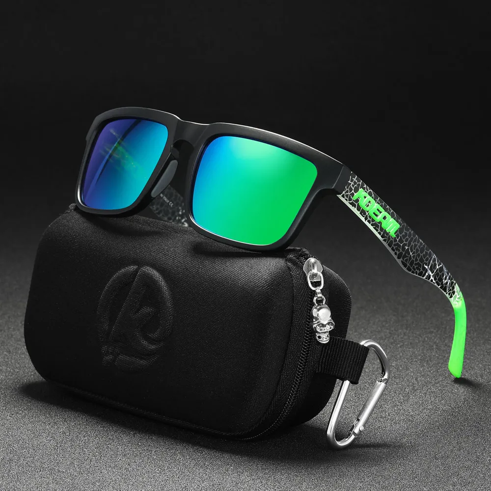 Neue hochwertige quadratische Sonnenbrille für Herren der Marke KDEAM, farbige Sport-Polarisations-Sonnenbrille mit reflektierender Beschichtung und verspiegelten Gläsern – Detail 11