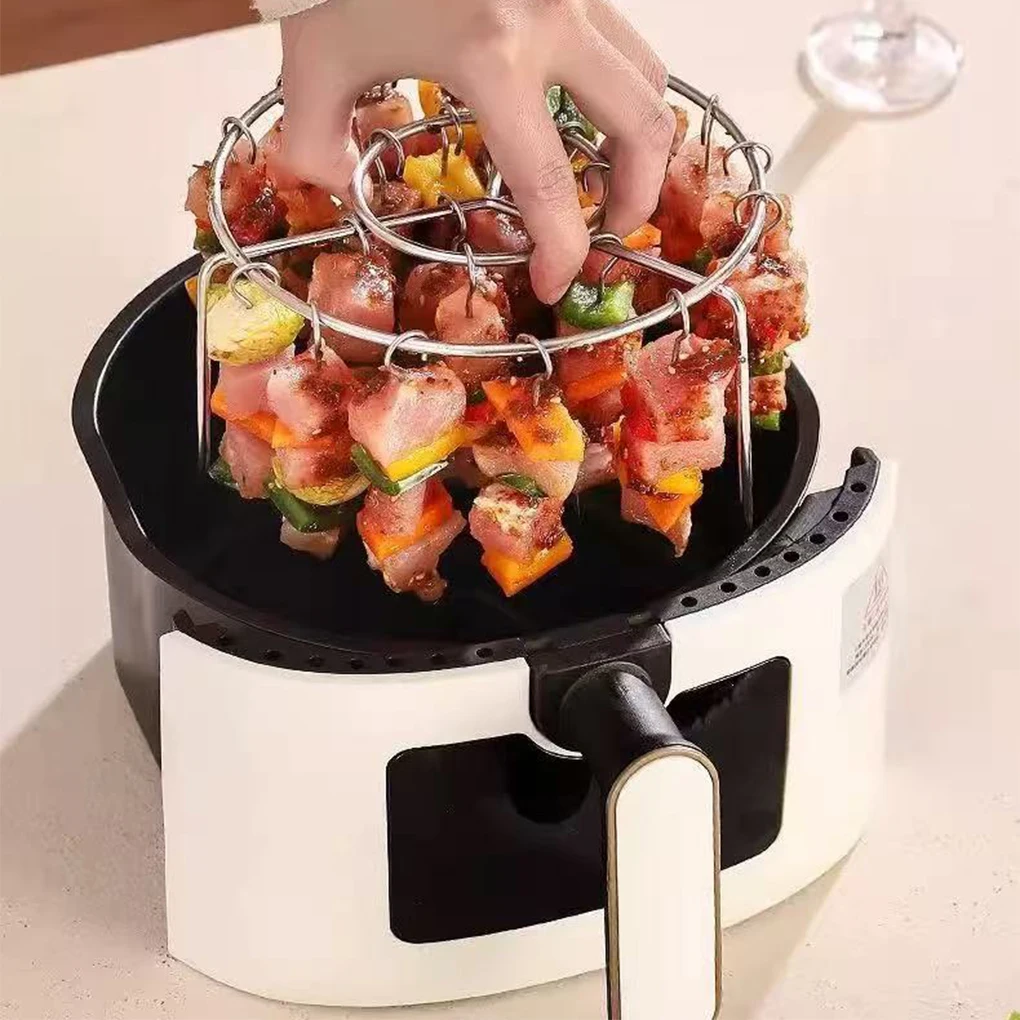 New Air Fryer Stainless Steel Vertical Grill Rack Detachable String Grill Vertical Barbecue Skewer Bracket 24/36 Baking Needle view 4