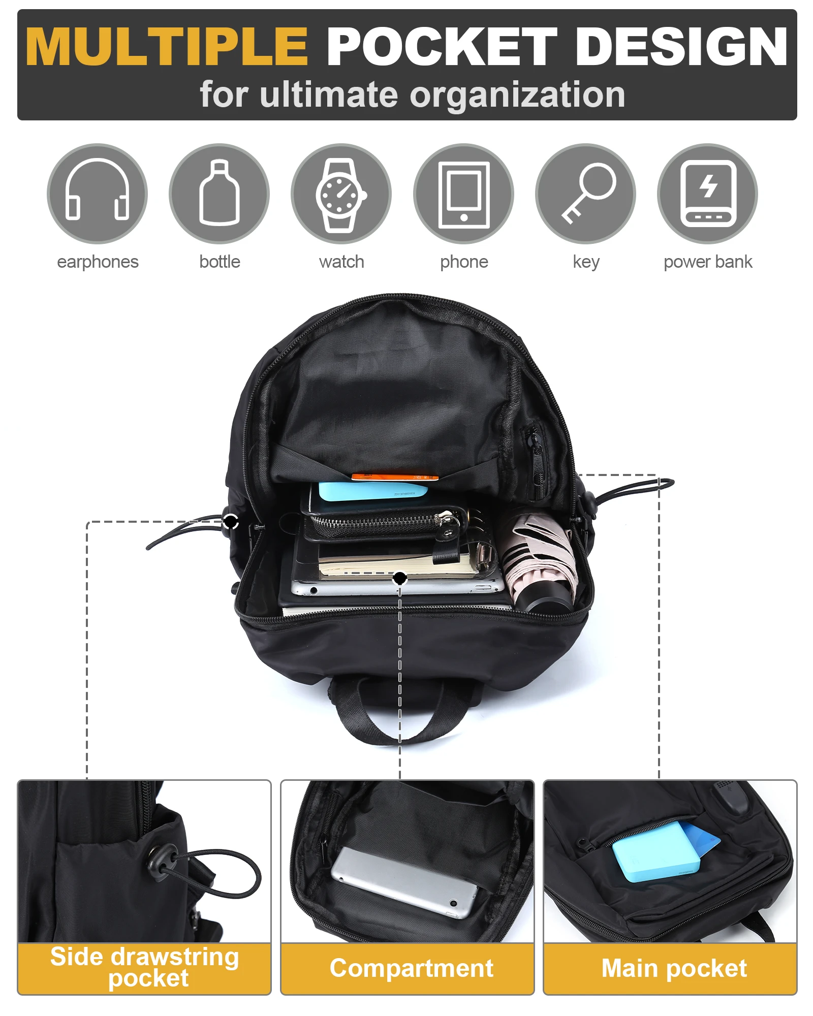 حقيبة ظهر رجالية متعددة الوظائف ، حقيبة كروس بودي ، حقيبة صدر ، حقيبة شارع ، حقيبة كتف متقاطعة كاجوال ، أسود ، علامة تجارية عصرية #3