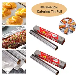 5M/10M/20M Aluminium Catering Tin Foil Disposable BBQ Accessories Barbecue Tin Foil Roll Thickened Heat Safe Food Tin Foil